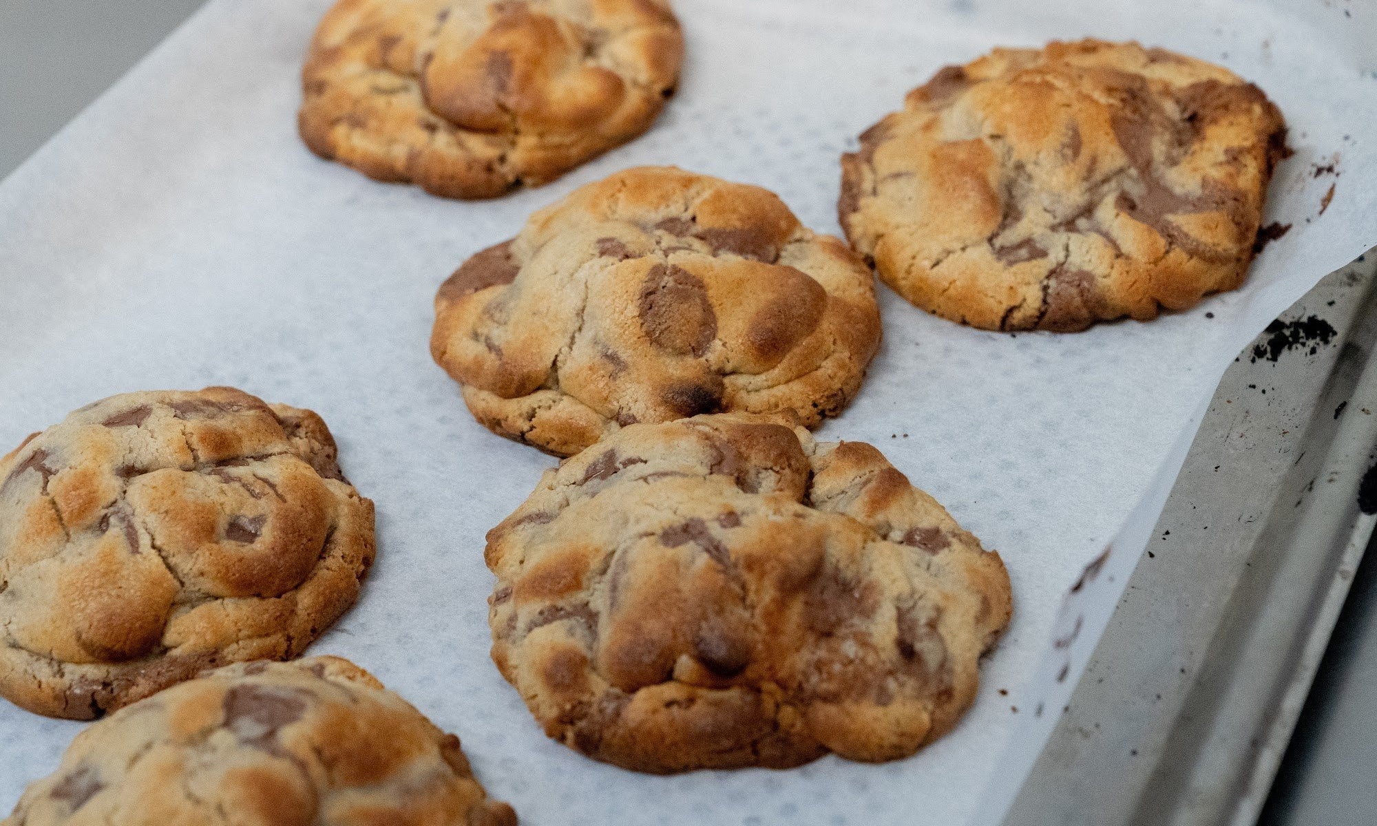 Cookies americanas de chocolate de PUDL recién salidas del horno